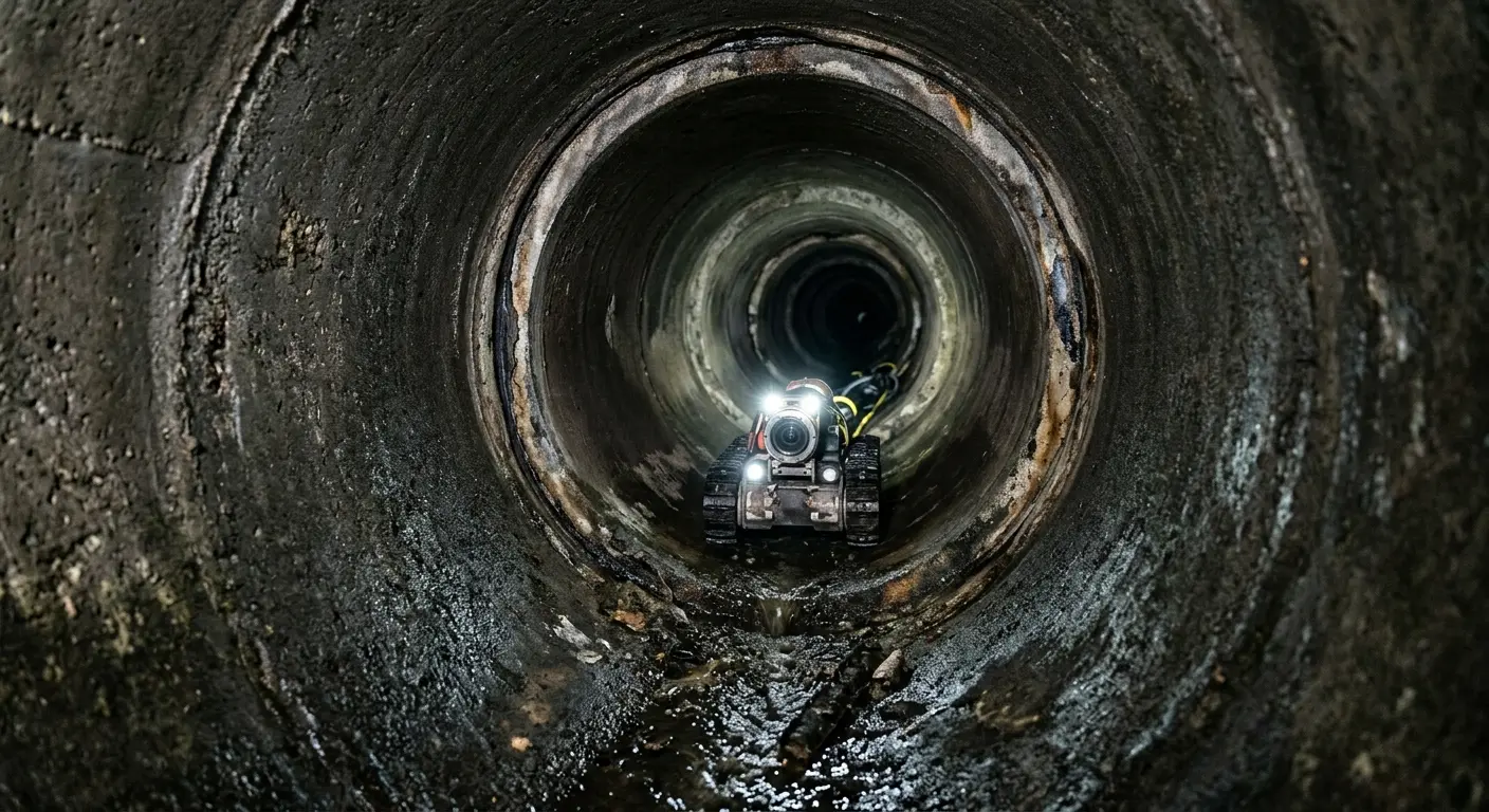 Robotic sewer camera inspecting pipe interior for Sewer Line Cleaning in Dardenne Prairie